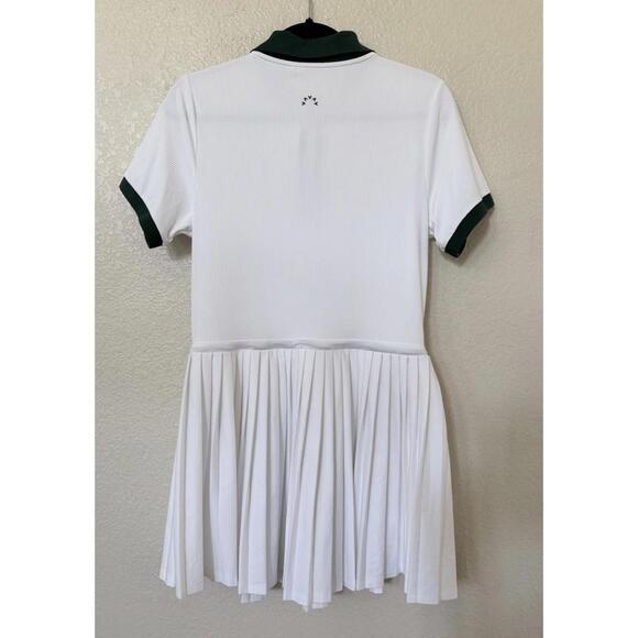 New Varley Paloma Short Sleeve Court Mini Dress In White/Forest Size M - Picture 9 of 13